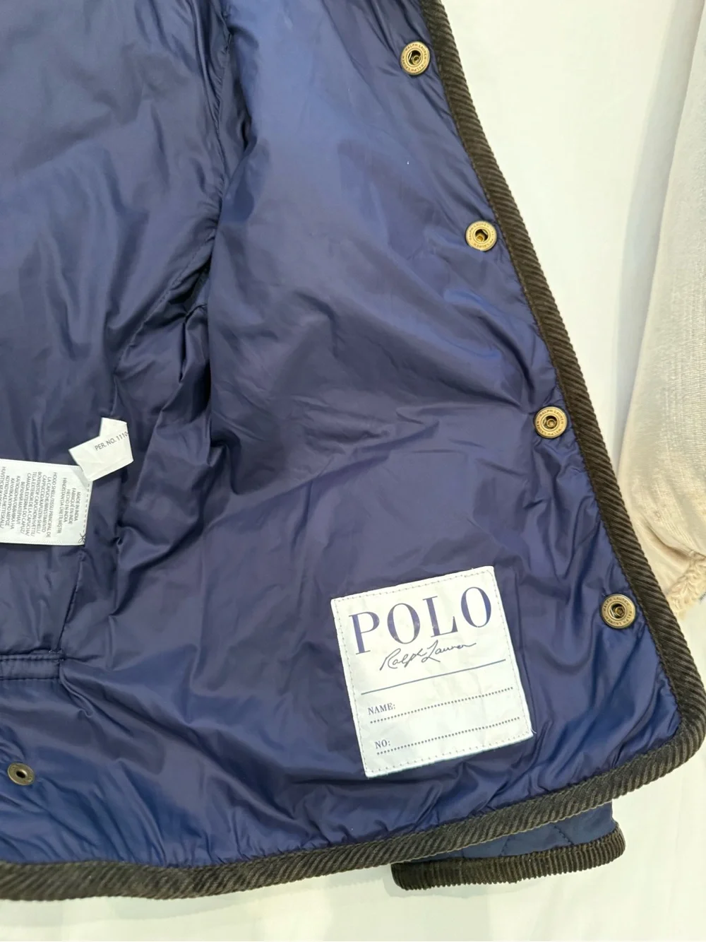 Polo by Ralph Lauren Kids Quilted long sleeve Hooded Barn Jacket - Navy size 7